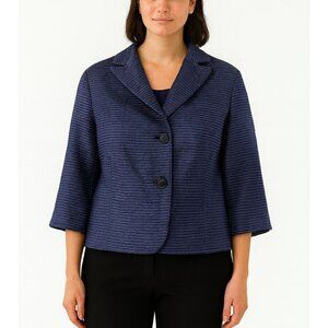 Akris Punto Blue 3/4 Sleeve Blazer Women size 12
